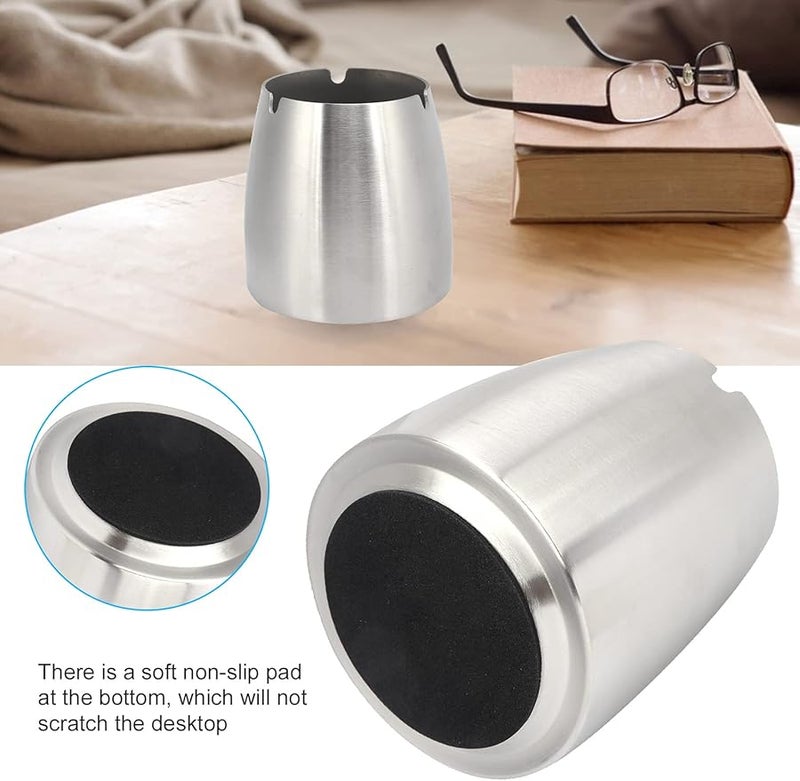 مطفأة سجائر من الفولاذ المقاوم للصدأ مضادة للرياح مع حامل للاستخدام الداخلي والخارجي - Image 5